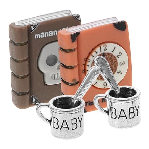 Toyvian 2 Sätze Puppenhaus-Modell Mini-puppenhaus-bausatz Mini-puppenhauszubehör Miniatur-zubehör Mini-kaffeetasse Mini-dekor Miniatur-Dinge Mini-küchenzubehör Kinderspielzeug Legierung von Toyvian