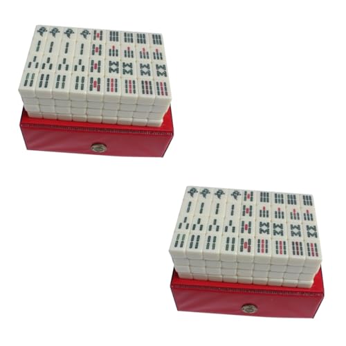 Toyvian 2 Sätze Reise Freizeit Mahjong Mini-Mahjong-Set Mahjong Spiele Tragbares Mahjong-Set Mini-Mahjong-Kit Miniatur-Mahjong-Kit Reise Tischspiel Mahjong Reise-Mahjong-Spielzeug Acryl von Toyvian