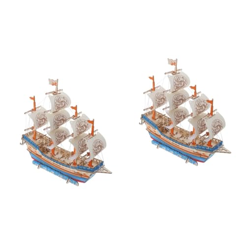 Toyvian 2 Sätze Segelmodell lehrreich Puzzleboot Holz inneneinrichtung Wohnkultur Rätsel für Erwachsene Modelle Holzboot Modellschiff - Segelboot Puppe Zubehör 3D Dekorationen von Toyvian