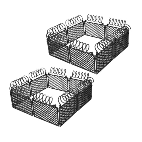 Toyvian 2 Sätze Simuliertes Gefängnismodell Miniatur Gartenzaun Miniaturzaun Schmücken Szene Mini-zaunverzierung DIY Miniaturzaun Mini-zaunstütze Zaunhandwerk Zaun-Modell Black Plastik von Toyvian