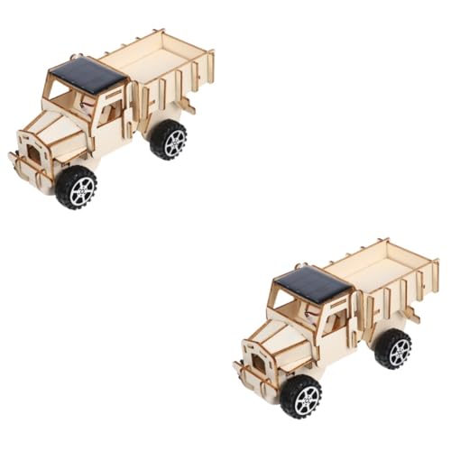 Toyvian 2 Sätze Solar-Truck-Modell Kinderautos Die Autos Lernhilfe Für Solarautos Modell Zur Montage Eines Solarautos Solarauto-Requisite DIY-experimente Solarbetriebenes Auto Kiefernholz von Toyvian