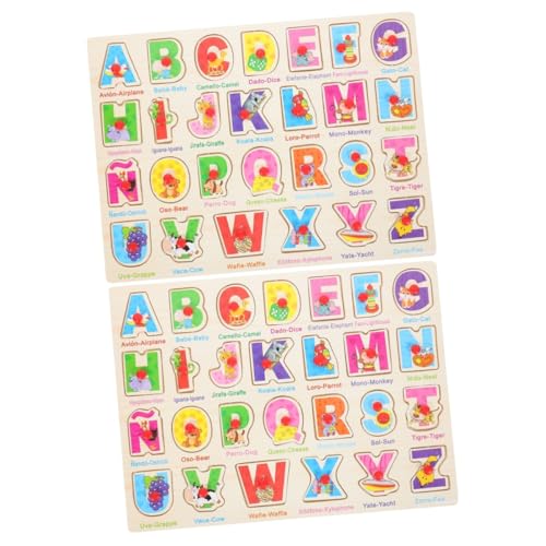 Toyvian 2 Sätze Spanisches Puzzle Puzzle-Spielzeug Kleine Rätsel Für Kinder Lustige Passende Spielzeuge Spanisch-lernspielzeug Alphabettafel Puzzle Zum Erlernen Der Spanischen Sprache Holz von Toyvian