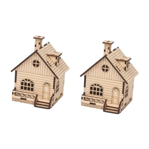 Toyvian 2 Sätze Spieluhr Selber Bauen Weihnachtliche Gebäudedekorationen Weihnachtsdorf-Szene Weihnachtsdorfhaus-Puzzle Musterhaus Modellhaus Bausatz Selber Machen 3D Musik Holzhaus Stahl von Toyvian