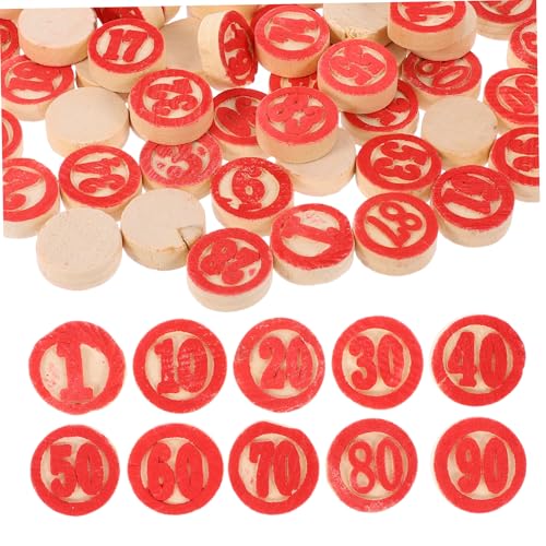 Toyvian 2 Sätze Stück Bingo-Schach magnetisches Spiel magnetisches Schach Kartenspiel Zahlen-Bingo brettspiele Schachfiguren-Set Bingo-Spiel-Requisiten Zahlenschachersatz Holz rot von Toyvian