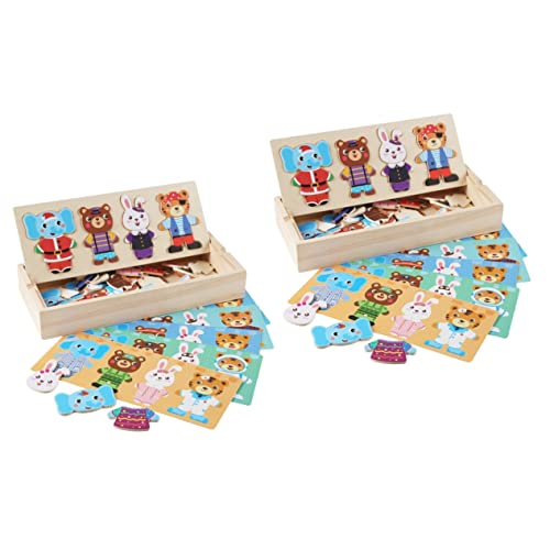 Toyvian 2 Sätze Tier Verkleiden Spielzeug Anziehspielzeug Für Mädchen Verkleidungsset Für Tiere Lernspielzeug Geschenke Reisespielzeug Tierisches Spielzeug Spielset Hölzern Kind Puzzle von Toyvian