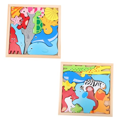 Toyvian 2 Sätze Tierisches Dreidimensionales Puzzle Spiele Rätsel Formen Puzzle Basteln Hund Planke Cartoon-Puzzle Passendes Puzzle Für Holz von Toyvian