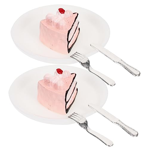 Toyvian 2 Sets Mini Kuchenteller Gefälschte Lebensmittel Spielzeughaus Ornamente Für Mini Dessert Gefälschter Kuchen Modell Winzige Lebensmittel Dekorativer Mini Kuchen von Toyvian