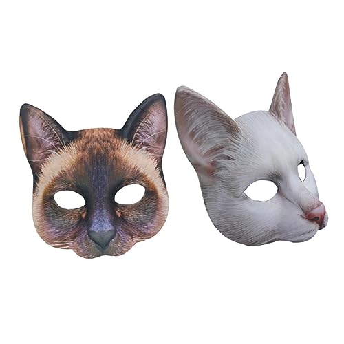 Toyvian 2 Stück 1 Satz Bedruckte Tierkatzenmaske Kostüm Schlafmasken kawaii Smoking Katze halloween masken halloweenmaske kleidung lustige Masken neuartige Masken Eva Weiß von Toyvian