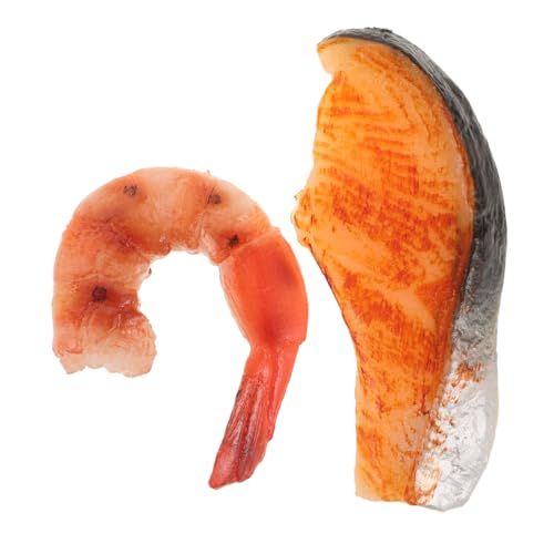 Toyvian 2 Stück Gegrillte Garnelen Fisch Fleisch Modell Dekorative Gebratene Garnelen Fisch Block Modelle Nachahmung Geschälter Garnelen Fisch Foto Requisiten Lebensmittel Modelle von Toyvian