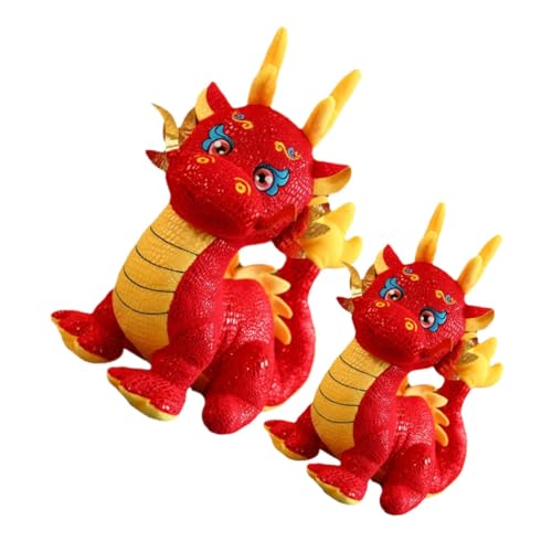 Toyvian 2 Stück Jahr Der Drachen-Maskottchen-Puppe Stofftier Spielzeuge Puppenaugen Kuscheltier Drache Drachen-neujahrsspielzeug Drachenspielzeug Für Drachenpuppe Plüsch von Toyvian