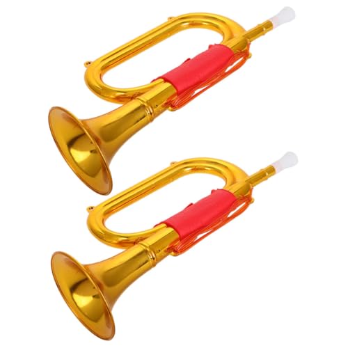 Toyvian 2 Stück Laden Sie Requisiten Auf Modelle Von Musikinstrumenten Kinderspielzeug Trompete Trompete Blashorn-geräuschmacher Musikinstrument- Golden Plastik von Toyvian