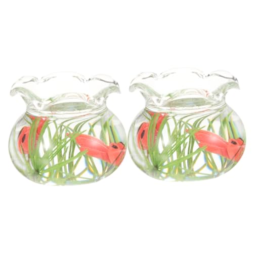 Toyvian 2 Stück Mini Goldfischglas Quallen Badespielzeug Caddy Babyspielzeug Aquarium Dekoration Fischglas Spielzeughaus Fischtanks Pflanzenaquarium Miniatur Aquarium von Toyvian