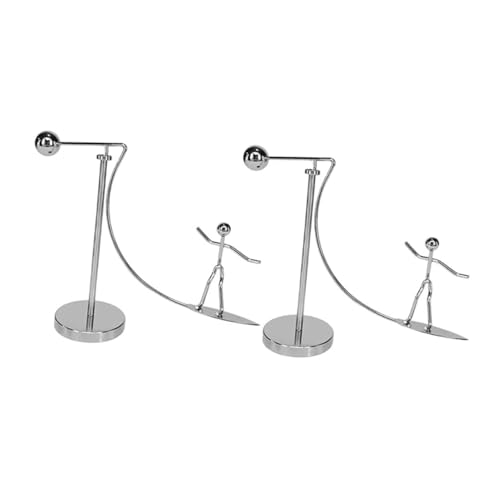 Toyvian 2 Stück Physik balancierende Männerstatue Strandspielzeug Meeresspielzeug Spinnen Physics Toys Physik Surfendes Männer-Becherspielzeug Physik-Balancing-Dekoration Silver von Toyvian