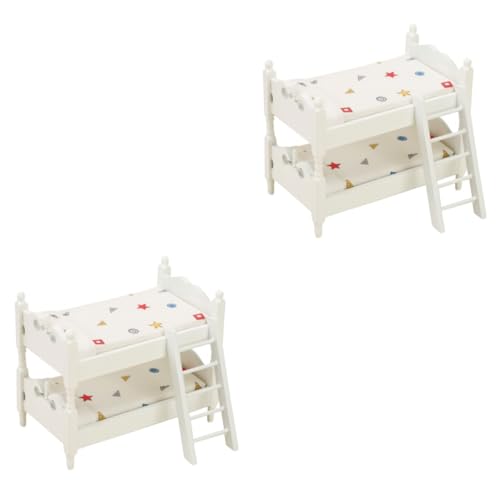 Toyvian 2 Stück Puppenhaus Etagenbett Mini Etagenbett Dekor Bett Puppen Mini Modelle Bett Miniaturen Puppen Mini Bett Mini Bett Modell Puppenhaus Möbel Modell Miniatur von Toyvian