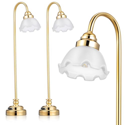 Toyvian 2 Stück Puppenhaus-Leuchten Miniatur-Puppenhaus-Stehlampe Mini-Lampe Led-Mini-Beleuchtung Im Maßstab 1:12 Batteriebetrieben Funktionelles Licht Mini-Möbel Für von Toyvian