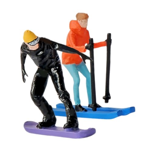 Toyvian 2 Stück Skipuppen Skizubehör Mini Menschen Modell Ski Menschen Modelle 164 Mini Ski Figuren Mini Ski Modell Miniatur Ski Figuren Handbemalte Ski Menschen Harz von Toyvian