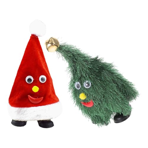 Toyvian 2 Stück Weihnachtsspielzeug zum Spazierengehen Weihnachtsbaum Hut Tanzender Weihnachtsbaum animieren lustige weihnachtsmütze weihnachtsdekoration tanzende Weihnachtsmütze PVC von Toyvian