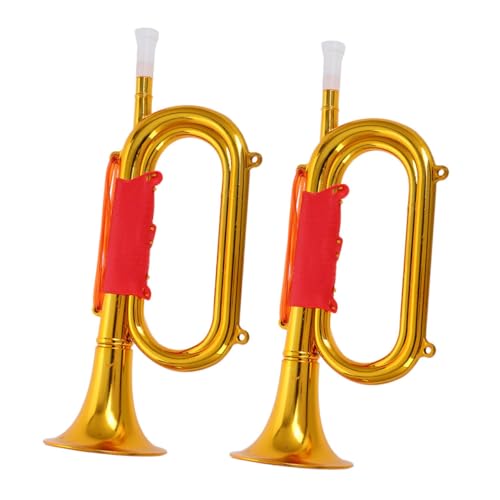 Toyvian 2 Stücke Ladung Requisiten Trompete Instrument Lautsprecher Sport Licht Miniatur Lautsprecher Spiel Jubeln Zubehör Musical Party Horn Kunststoff Goldene von Toyvian