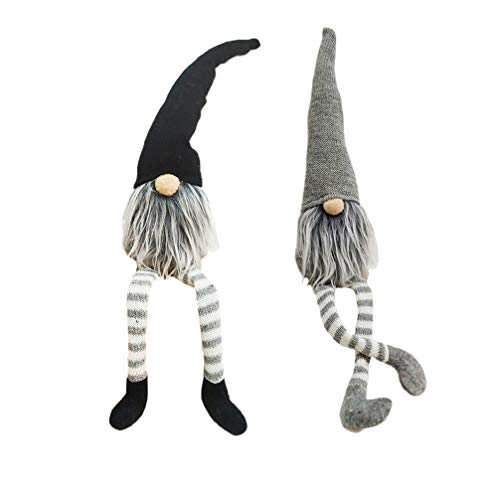 Toyvian 2 Stücke Plüsch Wichtel Figuren GNOME mit Langen Beinen Weihnachtswichteln Weihnachten Plüschtier Fenster Deko Kinder Spielzeug Geschenk (Grau + Schwarz) von Toyvian