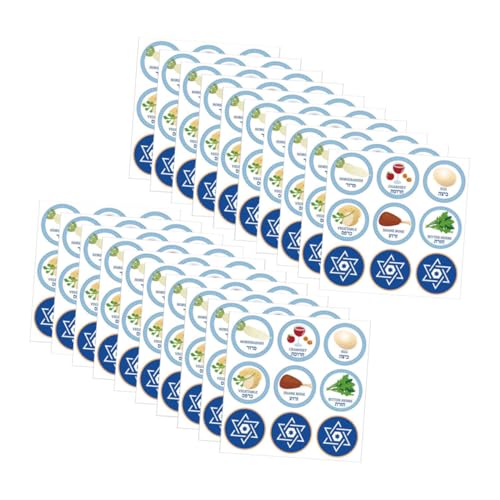 Toyvian 20 Blatt Festliche Runde Passover Aufkleber Bogen Selbstklebende Jüdische Etiketten mit Sechs Ritualsymbolen für Partydekorationen und Geschenkverpackung Toyvian 20 Blatt Festliche Runde Passover Aufkleber Bogen Selbstklebende Jüdische Etiketten mit Sechs Ritualsymbolen für Partydekorationen und Geschenkverpackung von Toyvian