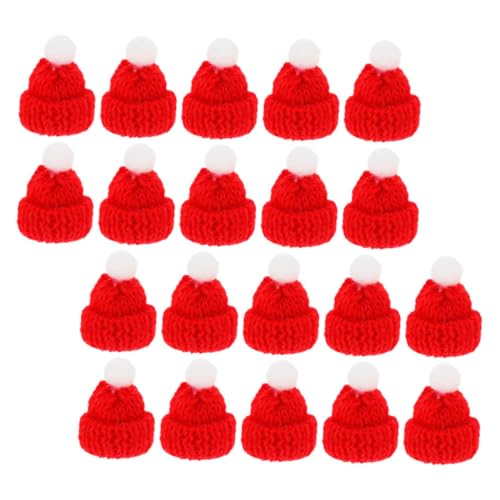 Toyvian 20 Stück Mini Hüte Zum Basteln Weihnachts Mini Hüte Stoff Weihnachtsmütze Mini Strickmütze Rot von Toyvian