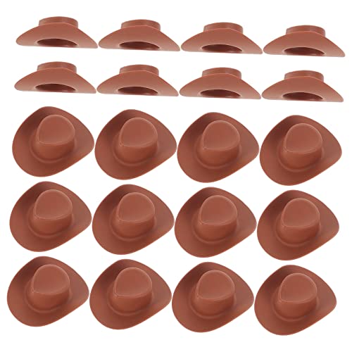 Toyvian 20 Stücke Mini Hut Kleine Lebewesen Spielzeug Spielzeug Miniatur Cowgirl Hüte Puppen Töten Hut Kunststoff Hut Puppenhüte Puppe Hüte von Toyvian