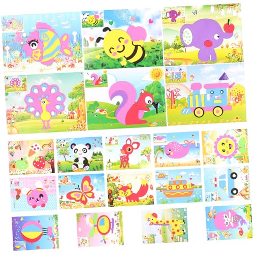 Toyvian Spielzeug für Jungen und Mädchen 20er-Pack Mosaik-stickerkunst für Mädchen Pädagogisches Sticker-Spielzeug-Set Bastelbedarf für Jungen und Mädchen von Toyvian