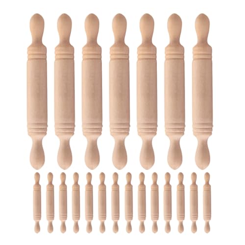 Toyvian 20St Mini-Nudelholz Antihaft Nudelholz Simulationsküchenspielzeug kleine Holzrollen Knödel Roller Stift Backzubehör fantasievolles Backwerkzeug zum Spielen Ravioli-Nudelholz Beige von Toyvian