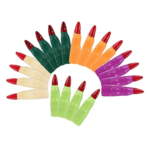 Toyvian 20st Falsche Hexenfinger Bunte Hexenfinger Gruselige Halloween-Requisiten Monsterfinger Halloween-fingernägel Fingerkrallen Der Gefälschte Fingerkrallen Zombie-Finger Plastik von Toyvian