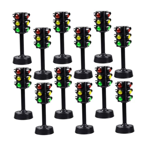 Toyvian 24 STK Ampelmodell Verkehrszeichen-spielset Interessante Lampe Verkehr Und Zebrastreifen Rollenspiel Ampeln Signallicht Spielzeug-verkehrsschilder Signallampe Ampel Dekor Abs Black von Toyvian