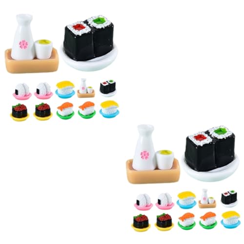 Toyvian 24 STK Simuliertes Japanisches Sushi Essen Kleine Puppenhaus-Sushi-Modelle Miniatur-Sushi-Modell Mini- -Requisite Miniatur-Display Für Lebensmittel Haushalt Anhänger Harz von Toyvian