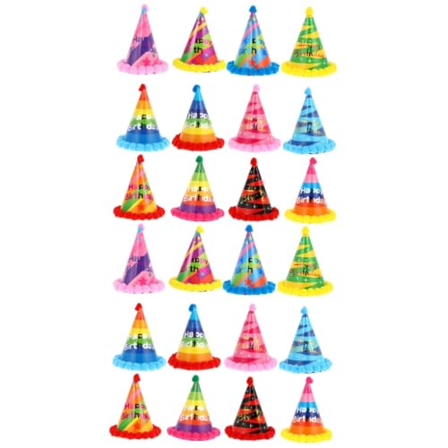 Toyvian 24 Stk Geburtstag Bommelmütze Kindermütze Selber Machen Leichte Geburtstagsmützen Kindergeburtstagspartyhut Spielzubehör Pompons Kegelhüte Ostermützen Kleidung Papier Bilden Baby von Toyvian