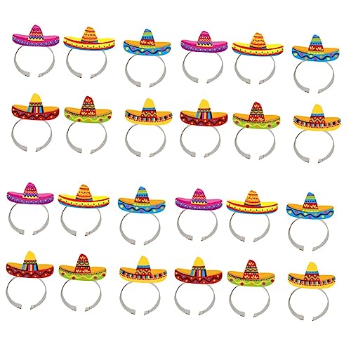 Toyvian 24 Stk Mexikanisches Stirnband Mexikanischer Hut Sombrero Taco-party Sombrero-stirnband Mexikanische Partei Cinco De Mayo Stirnband Baby-sombrero Erwachsener Spanien Papier von Toyvian