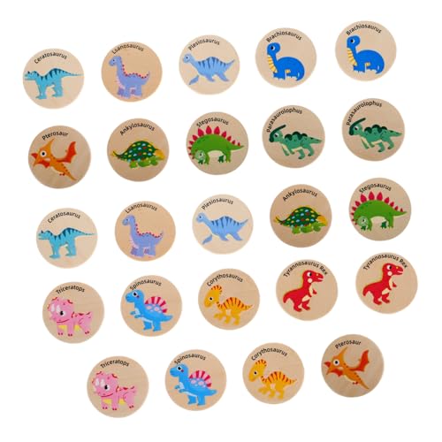 Toyvian 24 Stück Dinosaurier- Kinderpuzzle kinderspielzeug Dinosaurier Pädagogisches Dinosaurier Lernspielzeug Holz-Matching-Spiel Memory-Matching-Spiel von Toyvian