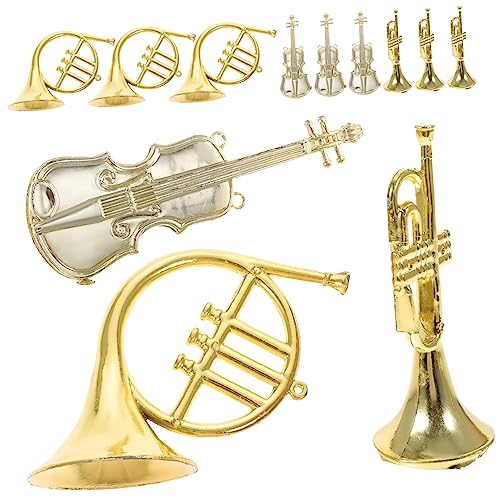 Toyvian 24 Stück Musikinstrumentenmodell Weihnachtsdekoration Miniatur Geigen Miniatur Trompete Miniatur Geigenornament Kunststoff Trompete Weihnachtsdekoration von Toyvian