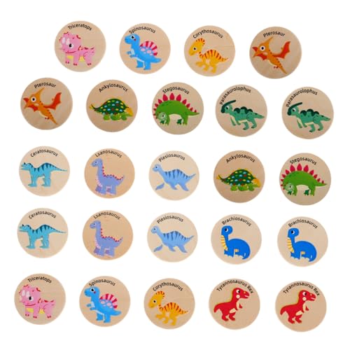 Toyvian 24st Dinosaurier-Spielzeug Hölzernes Dinosaurierspielzeug Kind Dinosaurier Spielzeug Kleinkindspiele Tier-Matching-Spiel Kleinkind-Matching-Spiel Memory-Matching-Spiel Holz von Toyvian