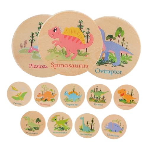 Toyvian 24st Dinosaurier-gedächtnisschach Passende Dinosaurierspielzeuge Kreatives Matching-Spiel Für Kinder Gedächtnis Spiele Memory-Matching-Spiel Dinosaurier-brettspiele Lernspiele Holz von Toyvian