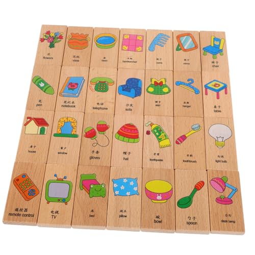 Toyvian 28-teiliges Set Domino Lernspielzeug Für Kinder Kinderaccessoire Lernaktivitäten Für Kleinkinder Bausteine ​​für Kleinkinder Lernspielzeug Für Kleinkinder Kinderversorgung Holz von Toyvian