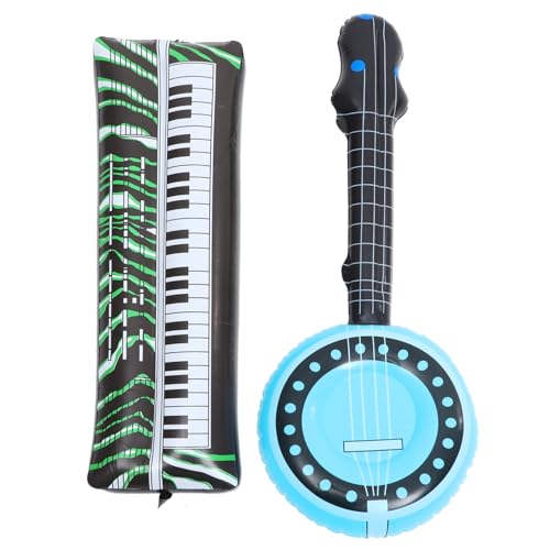 Toyvian 2Pcs aufblasbare musikinstrumente aufblasbares keyboard Aufblasbares Banjo Band Bühnenrequisiten Wiederverwendbares Inflationsinstrument Aufblasbare Banjo-Versorgung PVC von Toyvian