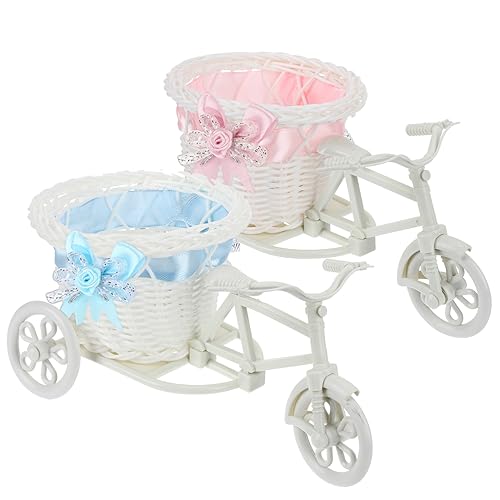 Toyvian 2St Aufbewahrungskorb Pflanzendekor Mini-Blumenständer -Dreirad Töpfe für Pflanzen Mini-Blumentopf e Trike dreiräder Decor Geschenkkorb zur Hochzeit Partygeschenke-Korb Plastik von Toyvian