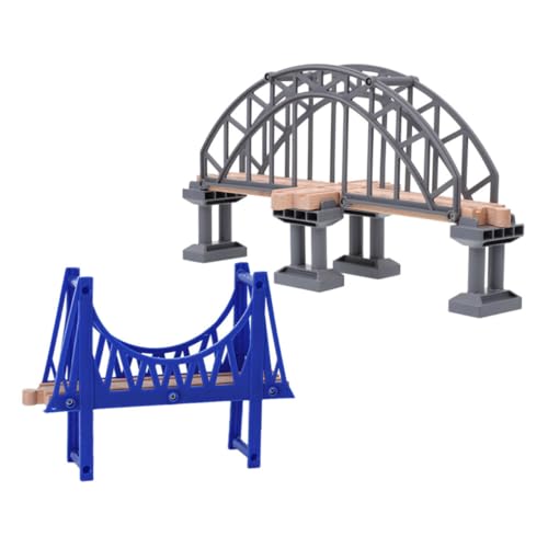 Toyvian 2St Bahngleisbrücke Zugspielzeug Zugbrücke Modellbrücke Spielzeug Eisenbahnbrücke Spielzeug Zugstrecke Holzeisenbahn-Hängebrücke Brückenmodell für Spiele Ersatz-Eisenbahnbrücke Abs von Toyvian