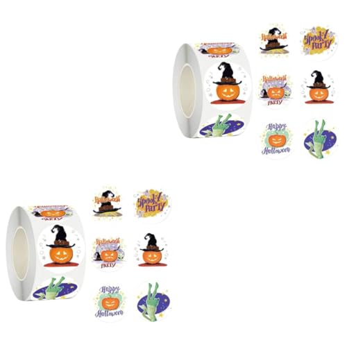 Toyvian 2St Etikettenaufkleber Fröhliches Halloween Siegel Aufkleber Schild Geschenketiketten Halloween Theme Halloween-Siegeletikett Halloween-Kürbis-Aufkleber Kupferplattenaufkleber von Toyvian