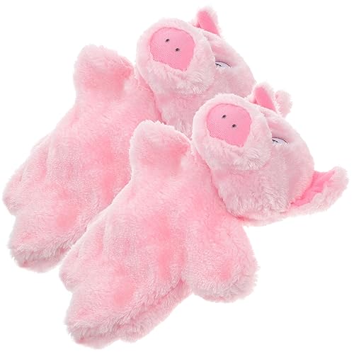 Toyvian 2St Handpuppe Früherziehung interaktives Puppen Kleinkinder Rollenspielzeug Puppentheater Cartoon-Handpuppen Tierische Fingerpuppen Plüsch Rosa von Toyvian