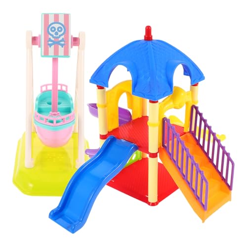 Toyvian 2St Kinderspielplatzspielzeug Kinder Spielplatz Spielzeug Puppenhaus Dekoration Pädagogisches Spielzeug Kinder Spielmodell Puppenhauszubehör Spielende Spielplatzdekoration Plastik von Toyvian