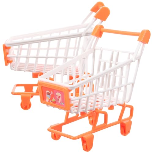 Toyvian 2St Mini-Einkaufswagen interaktives kaufmannsladen Exquisites kleinkinderspielzeug Kid Toys Kleinkindspielzeug Einkaufswagen für Plastik Orange von Toyvian