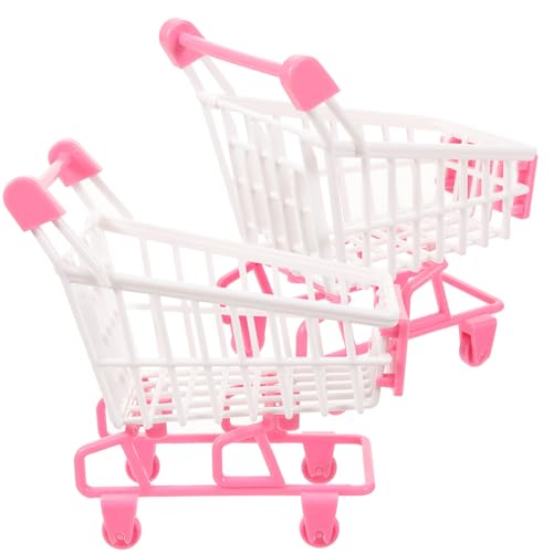 Toyvian 2St Mini-Einkaufswagen interaktives kaufmannsladen Miniatures Schiebespielzeug für Kleinkinder 1-3 Kindereinkaufswagen für Lebensmittel Kleinkinder Plastik Rosy von Toyvian