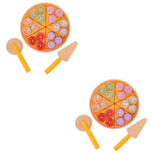 Toyvian 2St Pizzaspielzeug Spielküchenzubehör Pizza-Spielset für Kinder Holz Pizza Spielzeug Pizzastücke Spielzeug kinderküche Onkel-Vatertagskarte Zubehör für die Pizzazubereitung hölzern von Toyvian