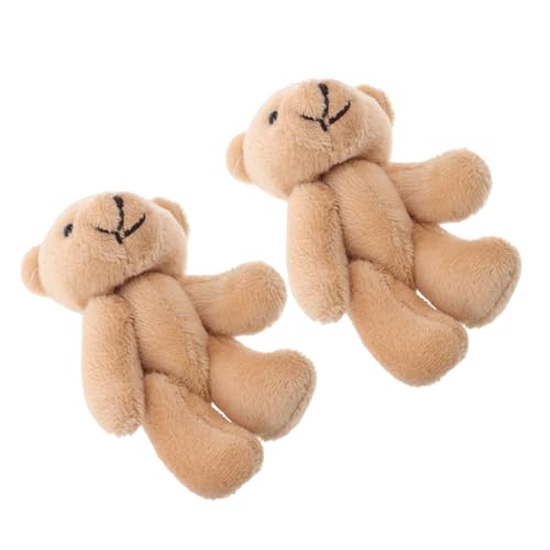 Toyvian 2St Puppenhauspuppe Geburtstags Puppenhaus Zubehör Geschenkideen für Tierpuppe Schlüsselanhänger Blumenstrauß Bärendekor kurzer Plüsch Beige von Toyvian