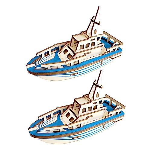 Toyvian 2St Rettungsboot-Puzzle Puzzle rätselbuch holzpuzzles Pädagogisches bastelkasten holzkit 3D-Puzzles für handgefertigte Rettungsboote Hölzern Blue von Toyvian