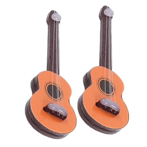 Toyvian 2St Simulation Gitarre Puppenhauszubehör Mini-Gitarrenmodell Puppenhaus Dekoration Puppenhaus Modell vorgeben, Gitarre zu Spielen selber schmücken hölzern Light Brown von Toyvian